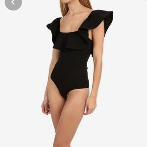 Misa Los Angeles Lyda Ruffle Off Shoulder Bodsuit